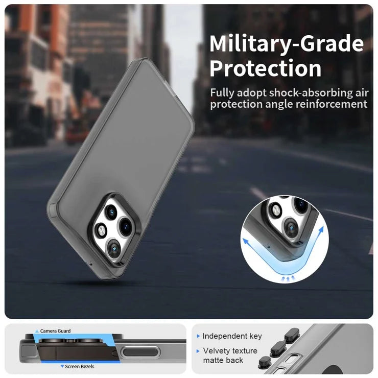 Mattapintainen suojakuori Motorola Edge 60 Neo 5G / 50 Neo 5G / S50 5G / ThinkPhone 25 5G puhelimille – PC+TPU+PET Anti-Drop -puhelimen takakansi – musta