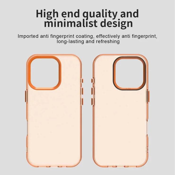 iPhone 16 Pro Case PC+TPU+PET Matte Anti-Drop Phone Back Cover - Orange