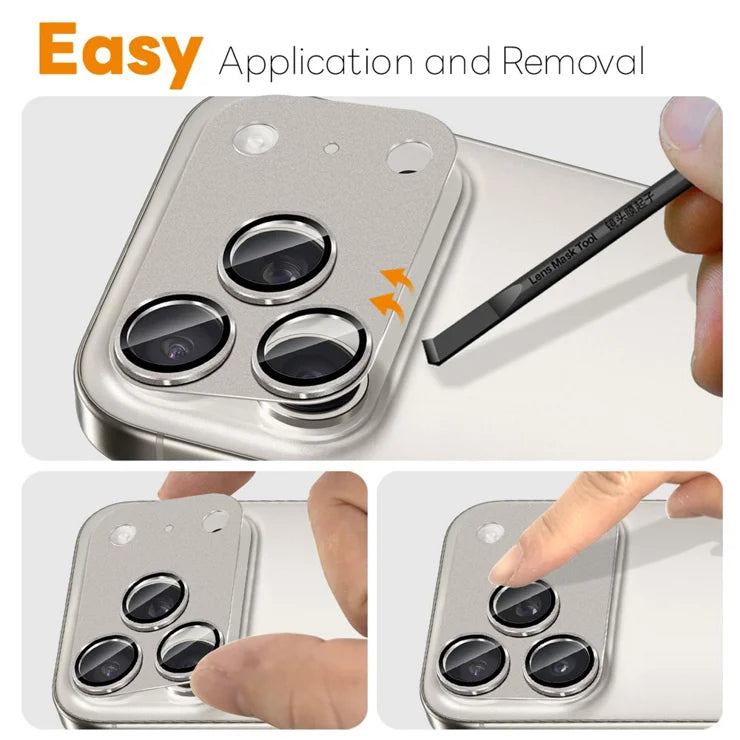 iPhone 17 Pro Max Camera Lens Protector Matte Integrated Metal Tempered Glass Lens Film - Grey