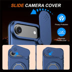 iPhone Air Magnetic Case Ring Kickstand Slide Camera Cover TPU PC Hybrid Phone Shell - Blue