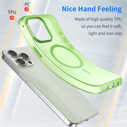 iPhone 15 Pro Max Translucent Case Magnetic Phone Cover Compatible with MagSafe - Fluorescent Green