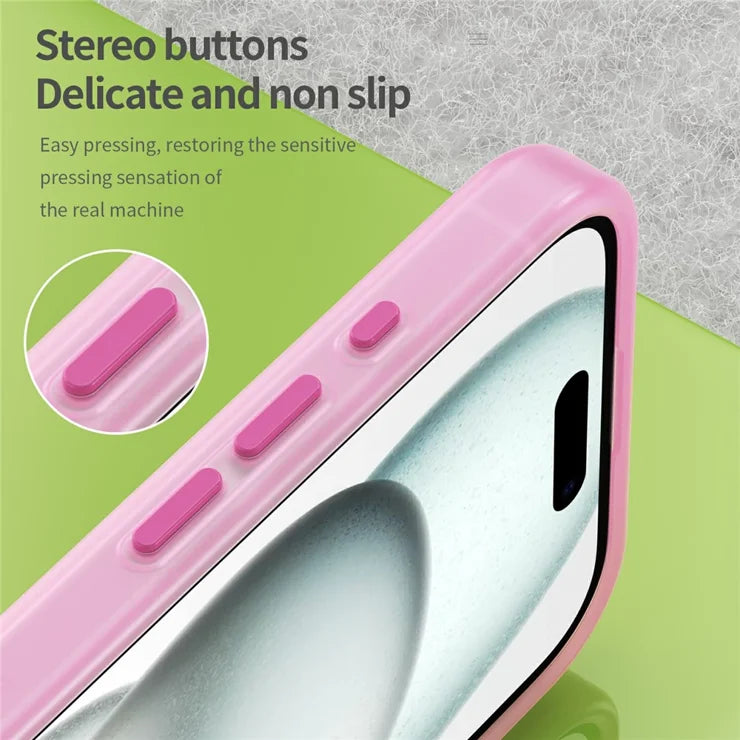 iPhone 16 Cover Kompatibel med MagSafe TPU + PC Slim Mat Gennemsigtigt Telefoncover - Pink