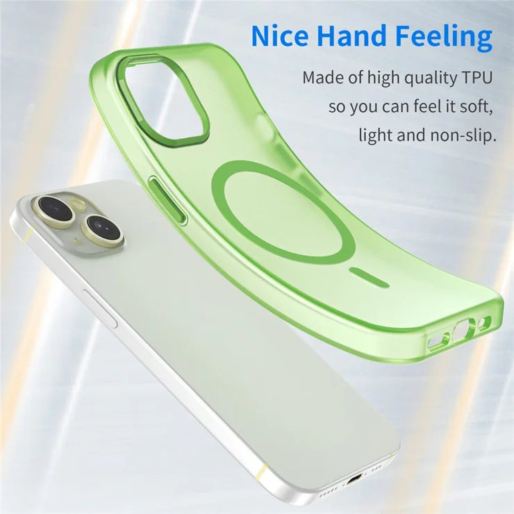iPhone 14 Translucent Phone Case Matte Design Compatible with MagSafe Wireless Charging - Fluorescent Green