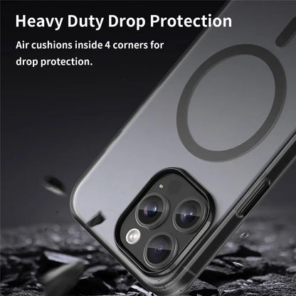 iPhone 15 Pro Max Translucent Case Magnetic Phone Cover Compatible with MagSafe - Black