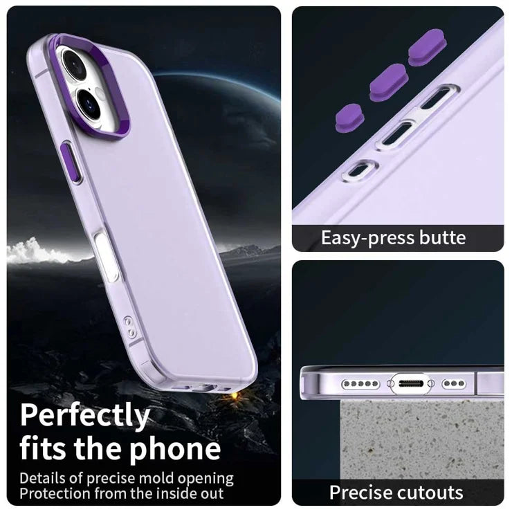 iPhone 17 Cover PC + TPU + PET Mat Anti-Drop Mobilbagsiden - Lilla