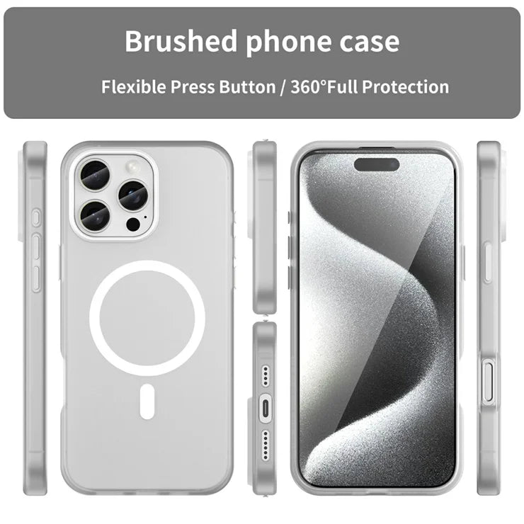 iPhone 16 Pro Max Case Compatible with MagSafe TPU + PC Slim Matte Translucent Phone Cover - White