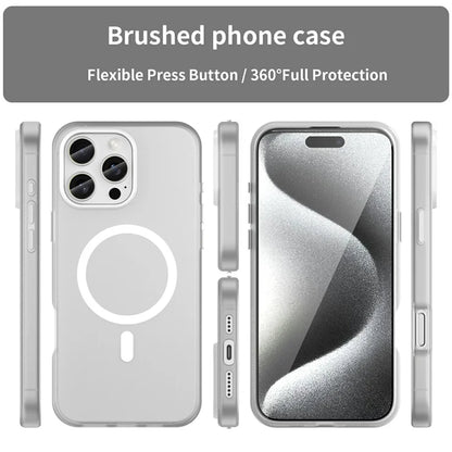 iPhone 16 Pro Max Case Compatible with MagSafe TPU + PC Slim Matte Translucent Phone Cover - White