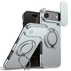 iPhone Air Magnetic Case Ring Kickstand Slide Camera Cover TPU PC Hybrid Phone Shell - Grey