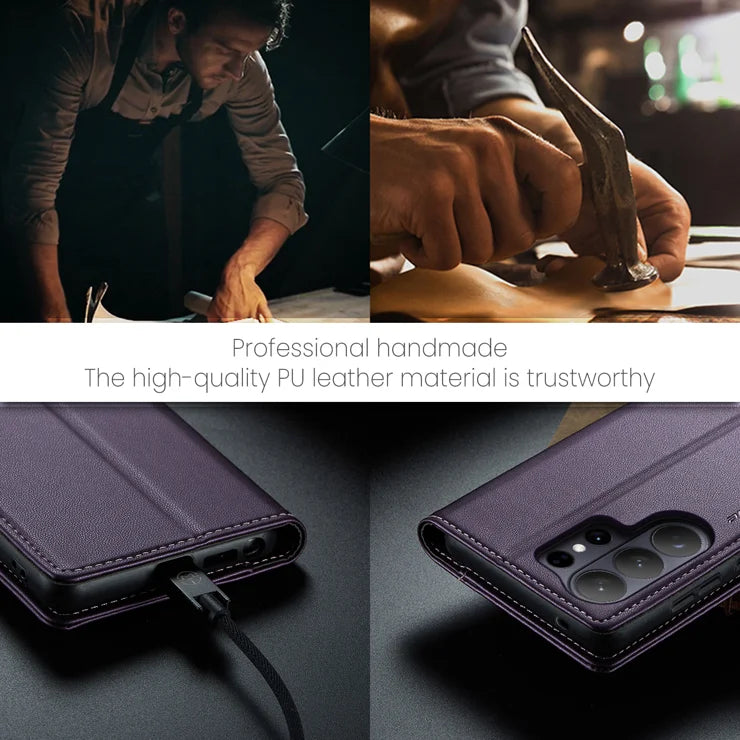 CASEME For Samsung Galaxy S26 Ultra Case 023 Series RFID Blocking Glossy Stand Phone Cover - Purple