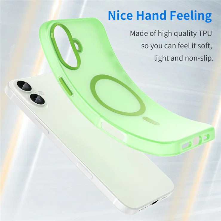 iPhone 16 Plus Case Compatible with MagSafe TPU + PC Slim Matte Translucent Phone Cover - Green