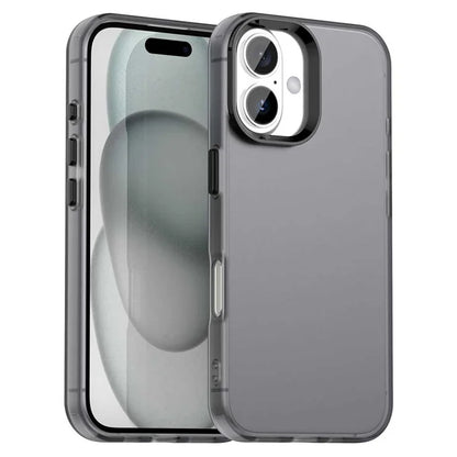 iPhone 16 Plus Case PC+TPU+PET Matte Anti-drop Phone Back Cover - Black