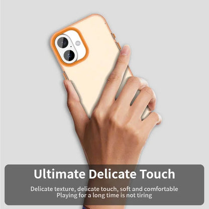 iPhone 17 Cover PC + TPU + PET Mat Anti-fald Telefon Bagcover - Orange