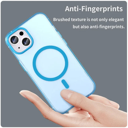 iPhone 14 Translucent Phone Case Matte Design Compatible with MagSafe Wireless Charging - Blue