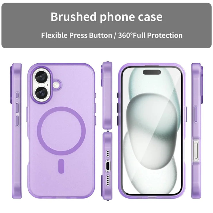 iPhone 16 Case Compatible with MagSafe TPU + PC Slim Matte Translucent Phone Cover - Dark Purple