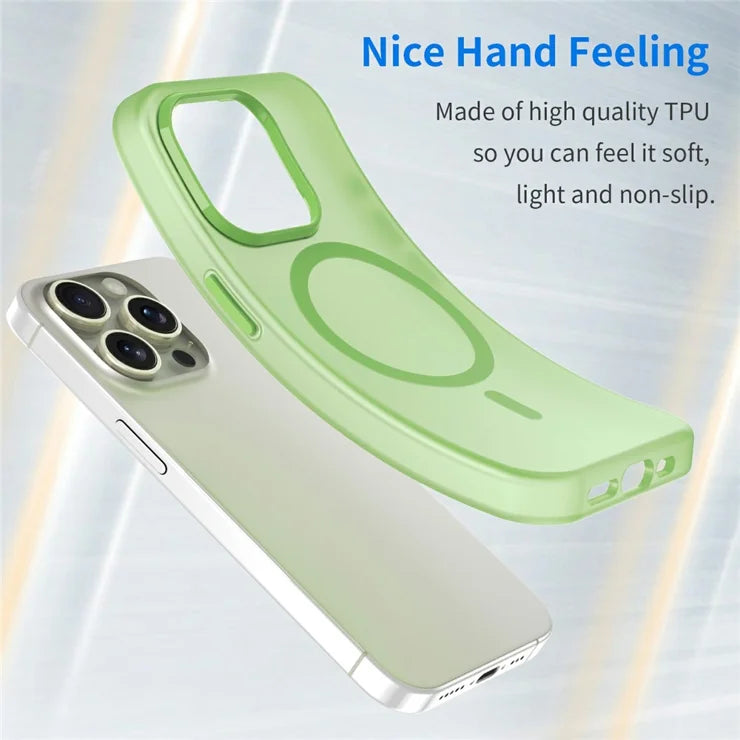 iPhone 16 Pro Max Case Compatible with MagSafe TPU + PC Slim Matte Translucent Phone Cover - Green