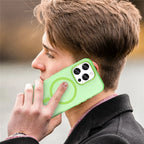 iPhone 16 Pro Case Compatible with MagSafe TPU + PC Slim Matte Translucent Phone Cover - Green
