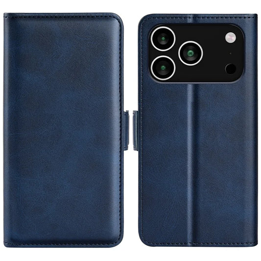 Til iPhone 17 Pro Max Cover Kalve tekstur Læder Pung Telefon Cover - Blå