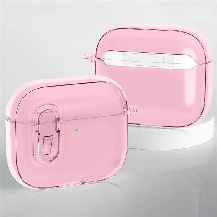 Til Apple AirPods 4 øretelefon beskyttelsesetui Snap Switch Ice Crystal Clear TPU+PC Cover - Gennemsigtig Pink