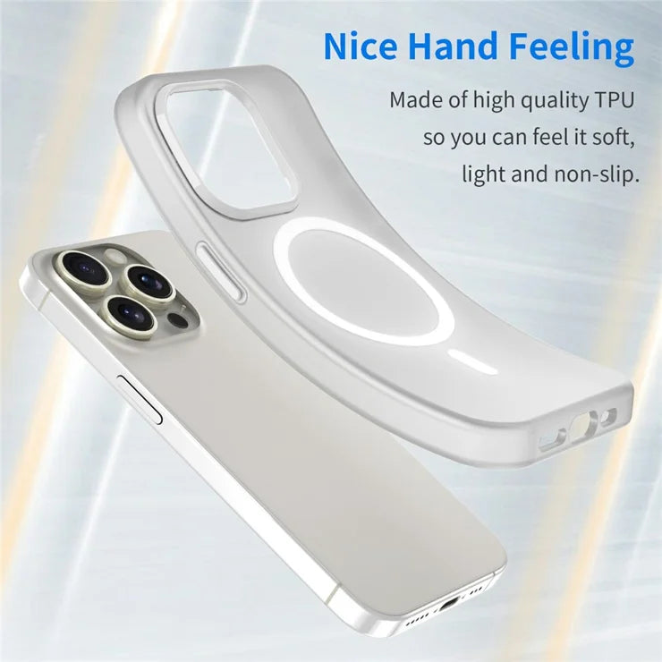 iPhone 16 Pro Cover kompatibel med MagSafe TPU + PC Slank Mat Gennemsigtig Telefoncover - Hvid