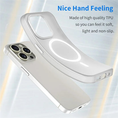 iPhone 16 Pro Cover kompatibel med MagSafe TPU + PC Slank Mat Gennemsigtig Telefoncover - Hvid