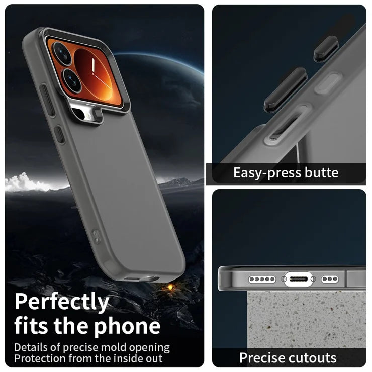 Xiaomi 17 Pro Max Case PC + TPU + PET Matte Anti-Drop Phone Back Cover - Black
