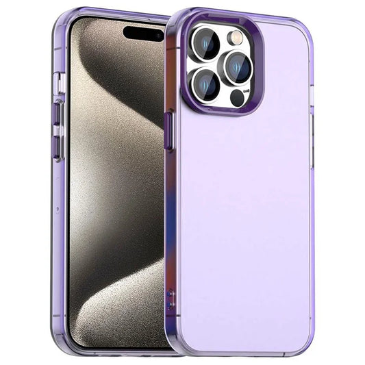 iPhone 15 Pro Case PC+TPU+PET Matte Anti-Drop Phone Back Cover - Purple