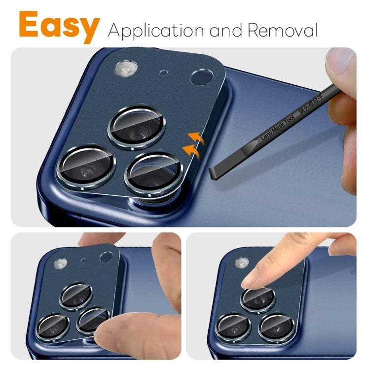 iPhone 17 Pro Camera Lens Protector Matte Integrated Metal Tempered Glass Lens Film - Blue
