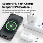 AMORUS PD 30W Type-C + QC 18W USB-A Dual Port GaN Power Adapter Fast Charging Wall Charger for Phone Tablet - EU Plug