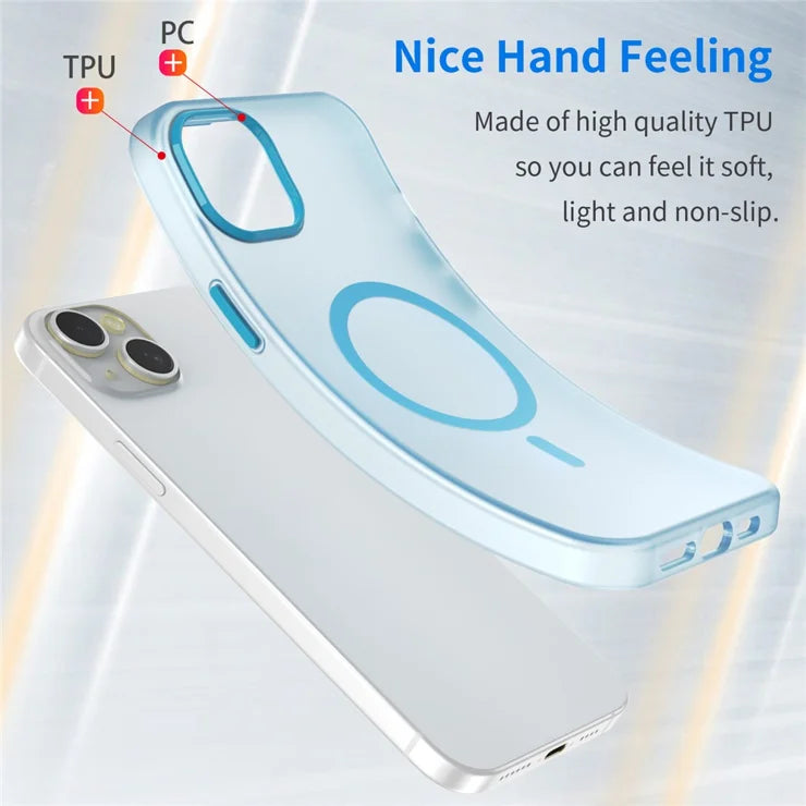 iPhone 15 Plus / 14 Plus Magnetic Case Translucent Matte Anti-Fingerprint Phone Cover - Blue