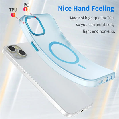 iPhone 15 Magnetic Case Matte Phone Cover Anti-Fingerprint Anti-Scratch - Blue