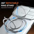 iPhone 15 Pro Case Magnetic Case Ring Kickstand Slide Camera Cover TPU PC Hybrid Phone Shell - Silver