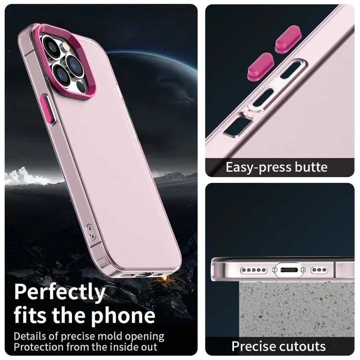 iPhone 13 Pro Max Case PC+TPU+PET Matte Anti-Drop Phone Back Cover - Pink