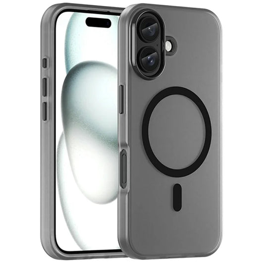 iPhone 16 Cover Kompatibelt med MagSafe TPU + PC Slankt Mat Gennemsigtigt Telefoncover - Sort