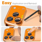 iPhone 17 Pro Max Camera Lens Protector Matte Integrated Metal Tempered Glass Lens Film - Orange