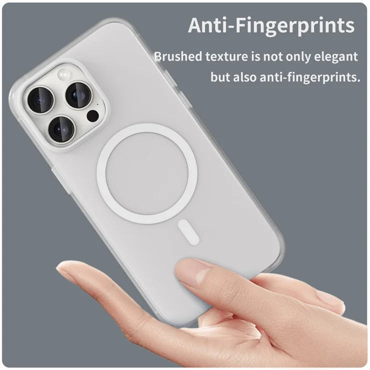 iPhone 15 Pro Max Translucent Case Magnetic Phone Cover Compatible with MagSafe - White