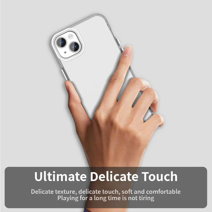 iPhone 15 Cover PC+TPU+PET Mat Anti-Drop Bagsidecover - Hvid
