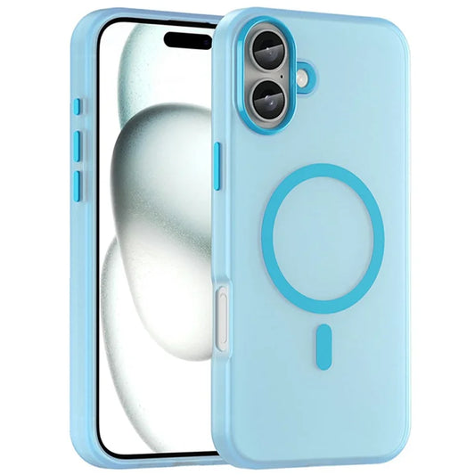iPhone 16 Plus Cover kompatibel med MagSafe TPU + PC Slim Mat Gennemsigtigt Telefoncover - Blå