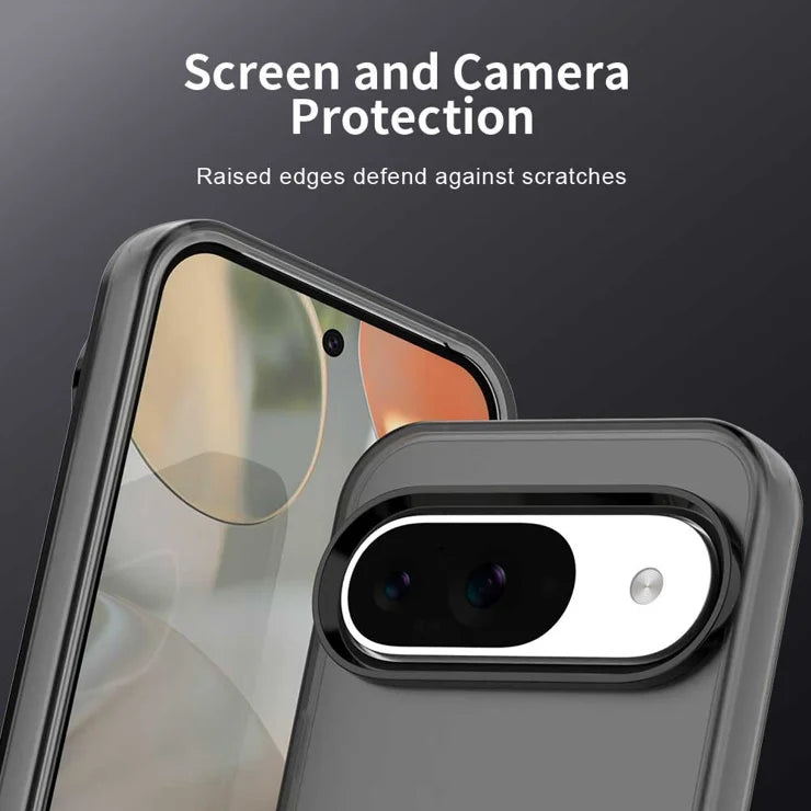 Google Pixel 9 / 9 Pro Case PC+TPU+PET Matte Anti-Drop Phone Back Cover - Black