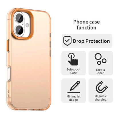 iPhone 16 Plus Case PC+TPU+PET Matte Anti-drop Phone Back Cover - Orange