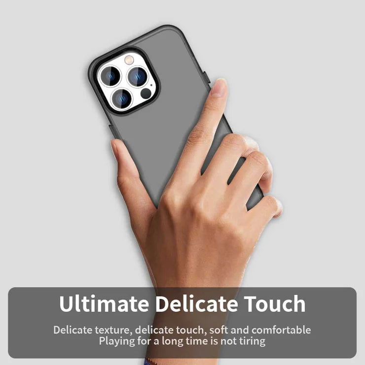 iPhone 13 Pro Max Case PC+TPU+PET Matte Anti-Drop Phone Back Cover - Black