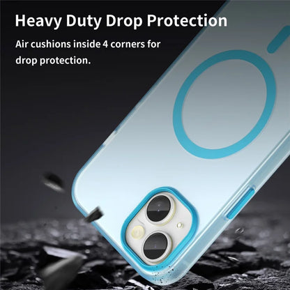 iPhone 15 Magnetic Case Matte Phone Cover Anti-Fingerprint Anti-Scratch - Blue