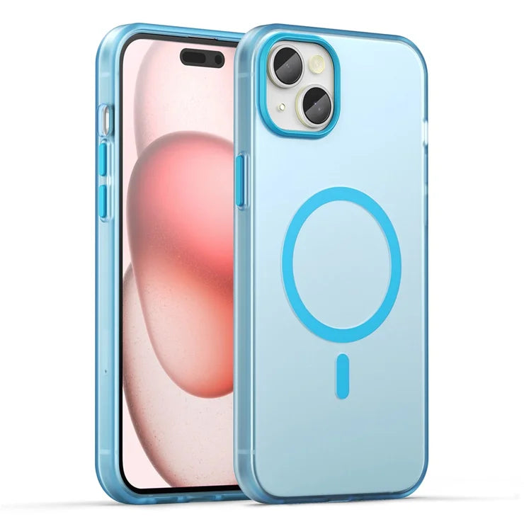 iPhone 15 Plus / 14 Plus Magnetic Case Translucent Matte Anti-Fingerprint Phone Cover - Blue