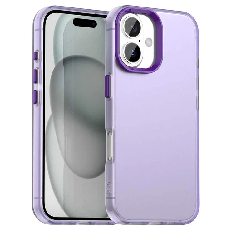 iPhone 16 Case PC+TPU+PET Matte Anti-Drop Phone Back Cover - Purple