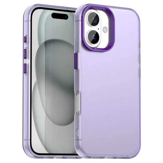 iPhone 16 Case PC+TPU+PET Matte Anti-Drop Phone Back Cover - Purple