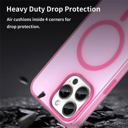 iPhone 15 Pro Max Translucent Case Magnetic Phone Cover Compatible with MagSafe - Pink