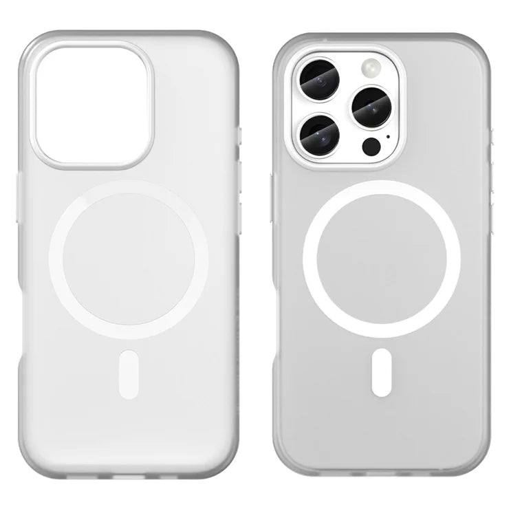 iPhone 16 Pro Case Compatible with MagSafe TPU + PC Slim Matte Translucent Phone Cover - White