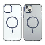 iPhone 15 Plus / 14 Plus Magnetic Case Translucent Matte Anti-Fingerprint Phone Cover - Dark Blue
