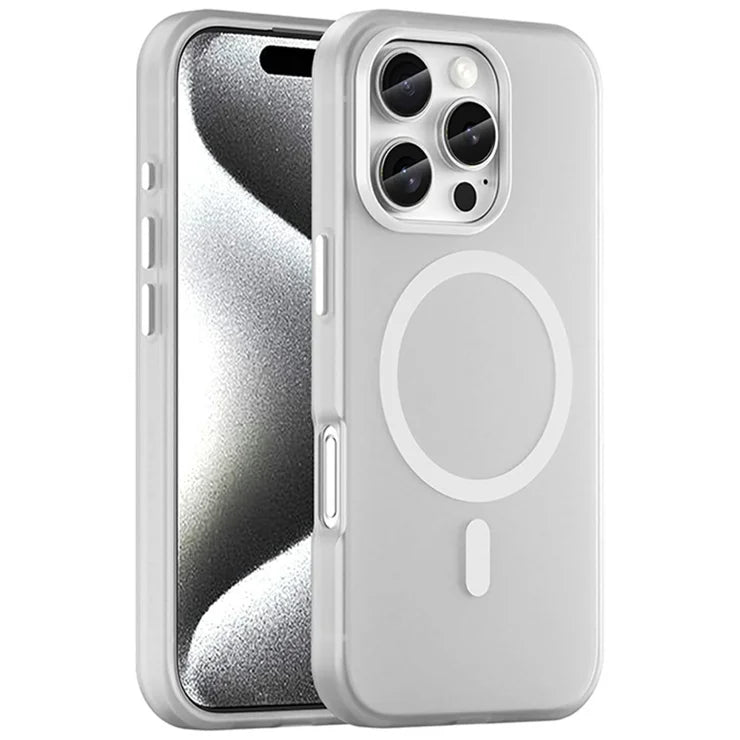 iPhone 16 Pro Cover kompatibel med MagSafe TPU + PC Slank Mat Gennemsigtig Telefoncover - Hvid