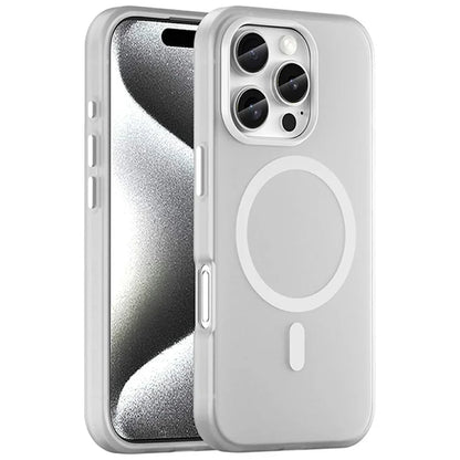 iPhone 16 Pro Cover kompatibel med MagSafe TPU + PC Slank Mat Gennemsigtig Telefoncover - Hvid