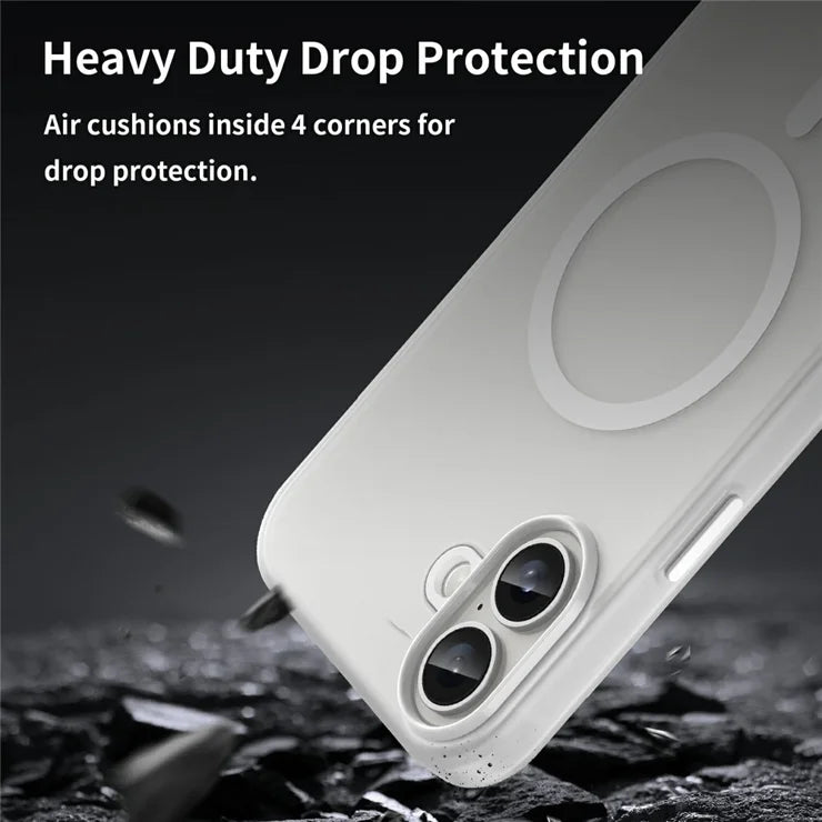 iPhone 16 Plus Case Compatible with MagSafe TPU + PC Slim Matte Translucent Phone Cover - White